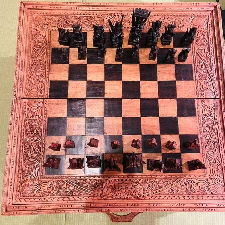 大型 チェス盤 + 駒【木製】
