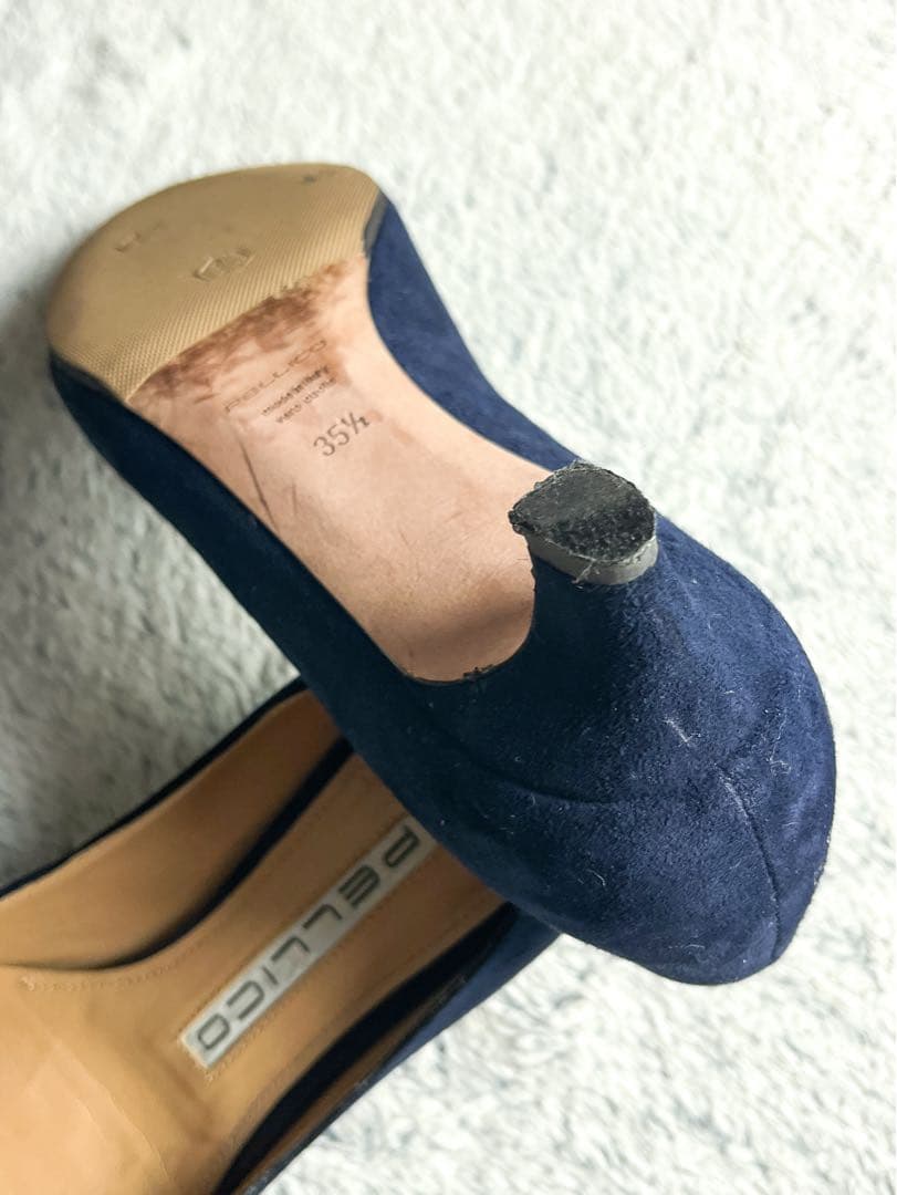 人気【PELLICO】35.5 アネッリ スエードパンプス 濃紺 22.5cm