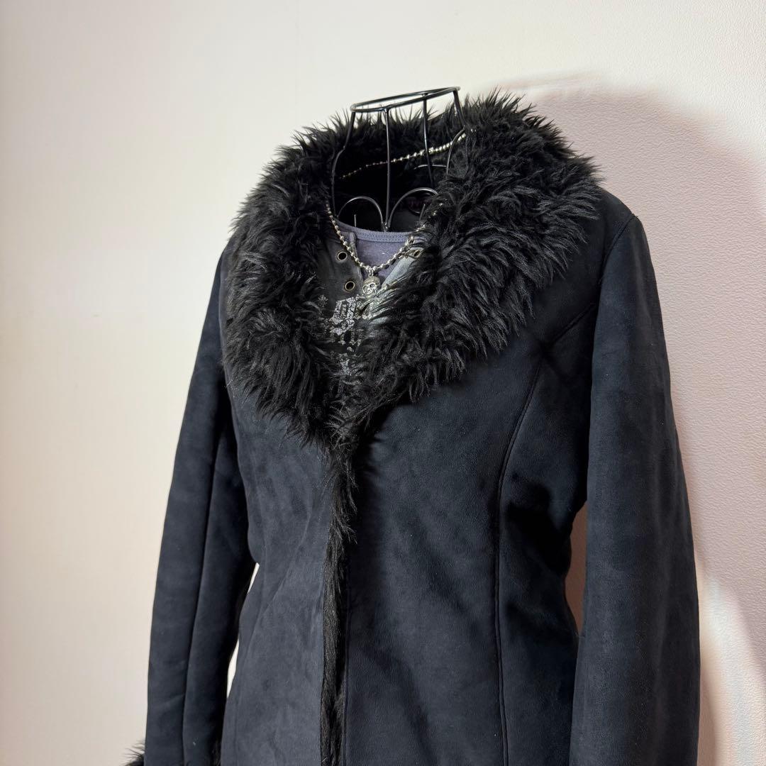 00s archive ファー付 スエードジャケット 黒 Y2K ダークコア M - メルカリ