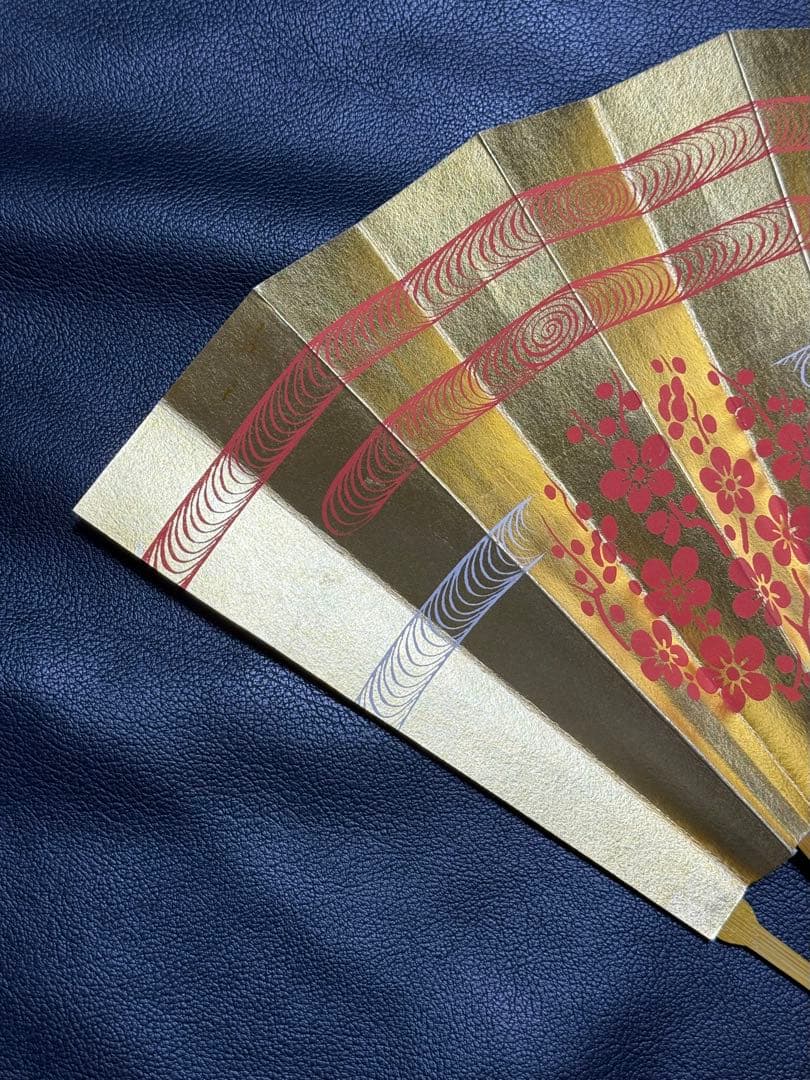 扇子　33.5cm 十松屋福井扇舗　金　観世水　紅白梅　仕舞扇　能楽　着物