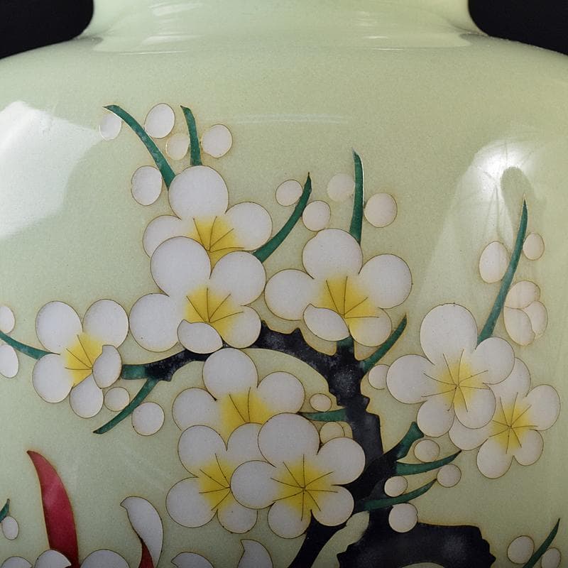 七宝焼 四君子文 花瓶 唐木台・時代箱付 M R8383B - メルカリ