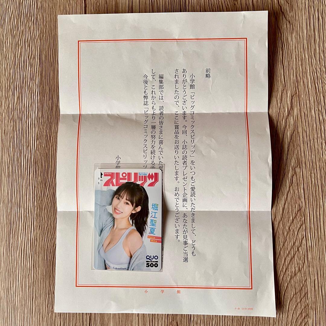 堀江聖夏 クオカード 当選品 使用済み ビッグコミックスピリッツ QUO