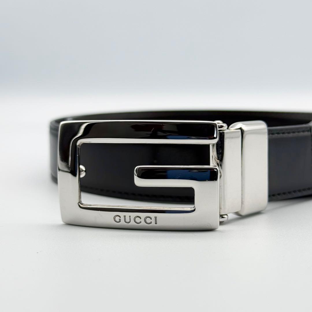 ✨良品✨GUCCI ベルト Gバックル シルバー金具 ビジネス レザー 男女兼用 GUCCI Gバックル サイズ65/26 レディース レザーベルト 036 1406 1004