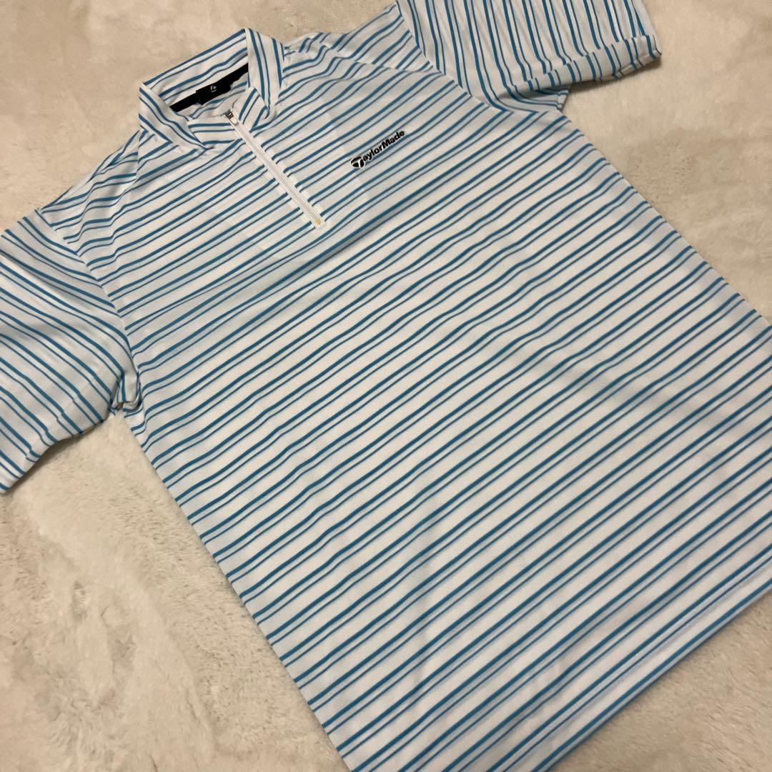 Taylor Made青白ストライプ ポロシャツ サイズO - メルカリ