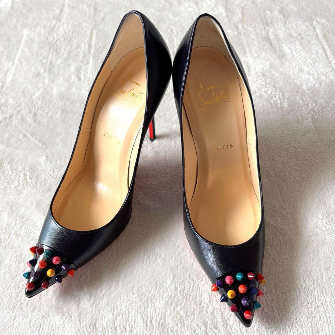 極美品 ルブタン パンプス 37 スタッズ ヒール 黒 レッドソール 購入