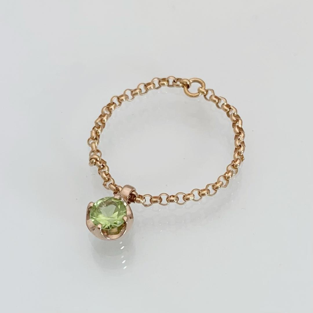 新品 ペリドット チェーンリング 0.26ct K18PG