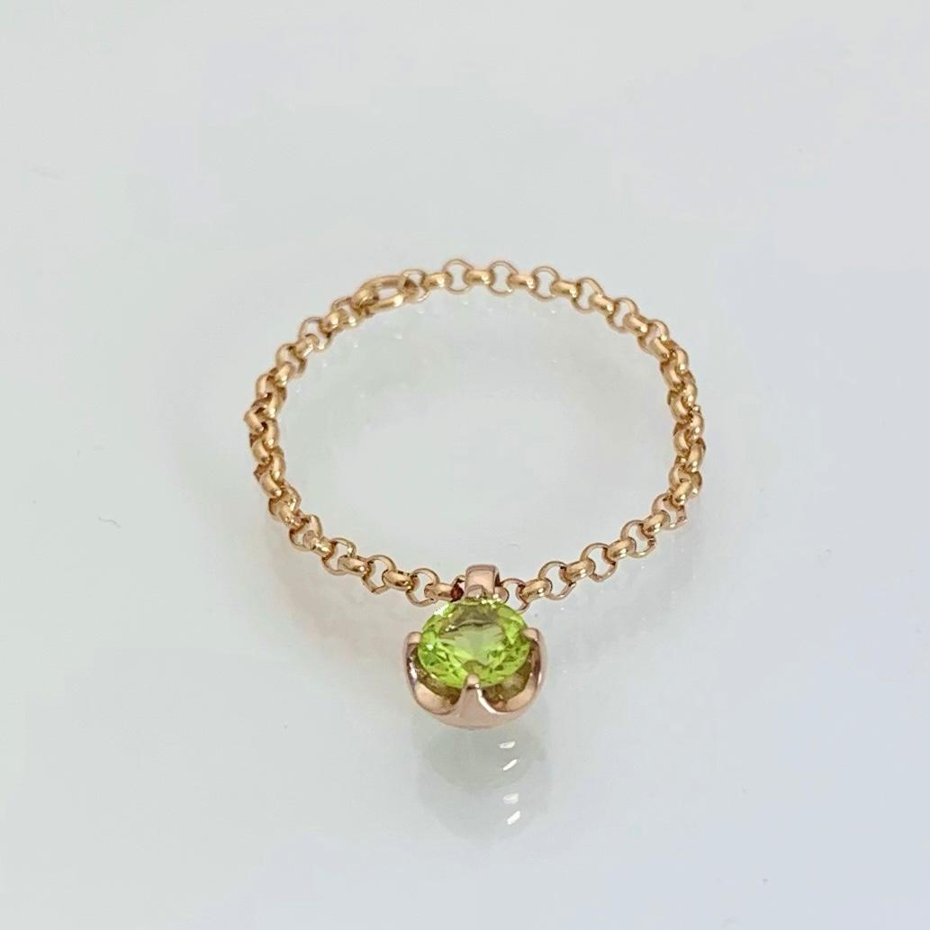 新品 ペリドット チェーンリング 0.26ct K18PG