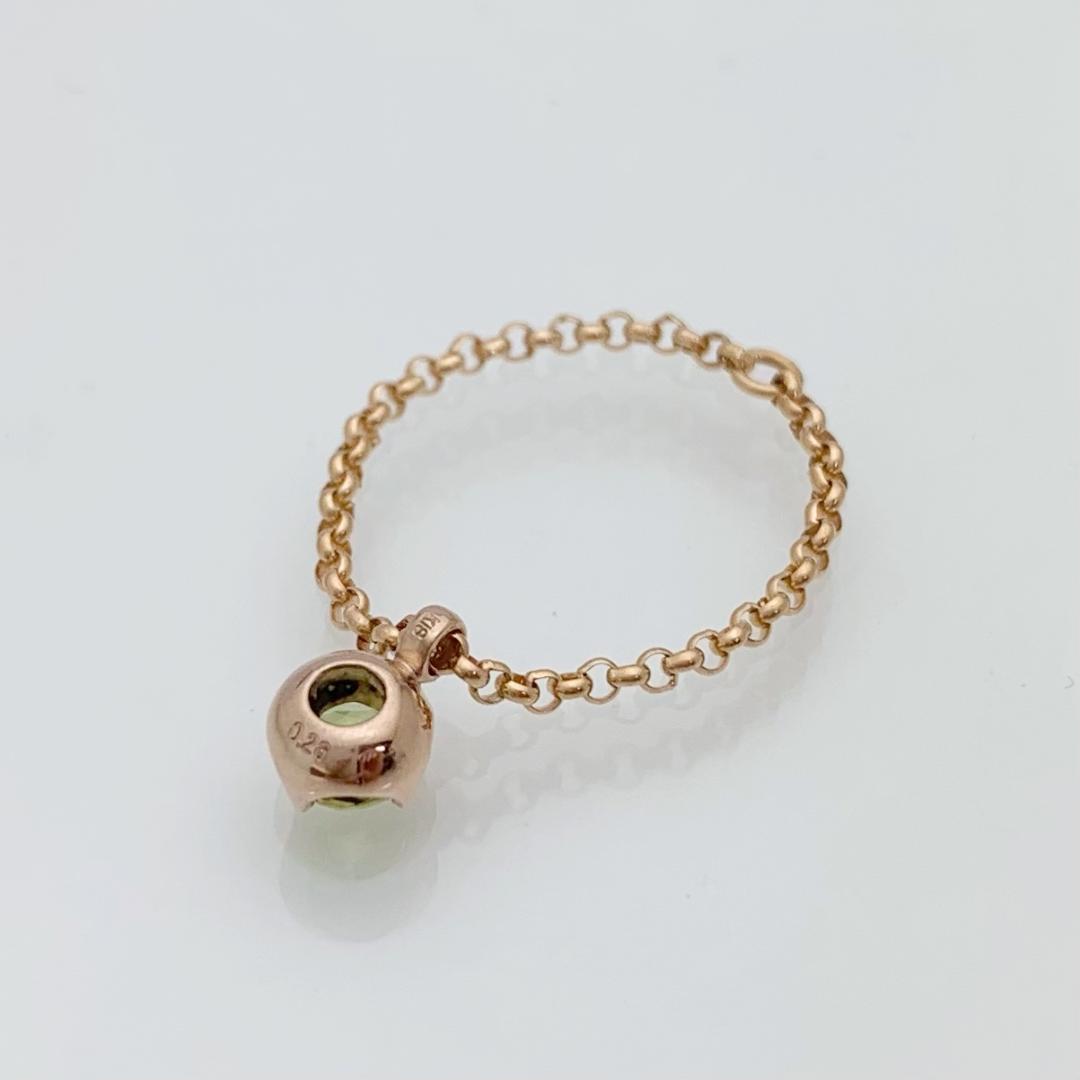 新品 ペリドット チェーンリング 0.26ct K18PG