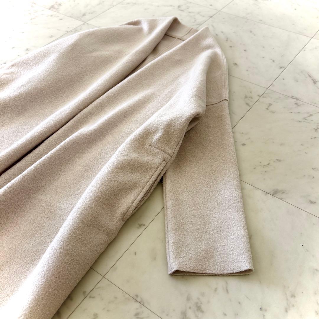 美品 23区 ウール コンプレストパイル コーディガン ベージュ ノー