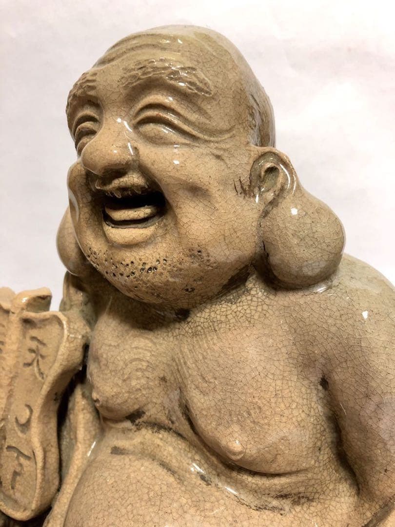 布袋座像 萩焼 天保年代 江戸 十代三輪休雪 箱書 古萩 - メルカリ