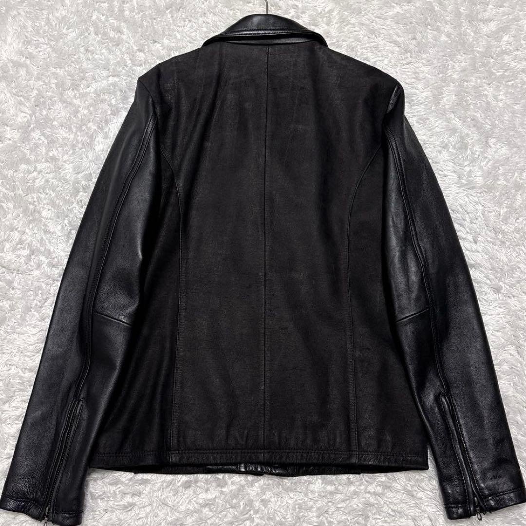 美品✨FUGA フーガ ダブルライダース レザージャケット 裏地総柄 黒 46