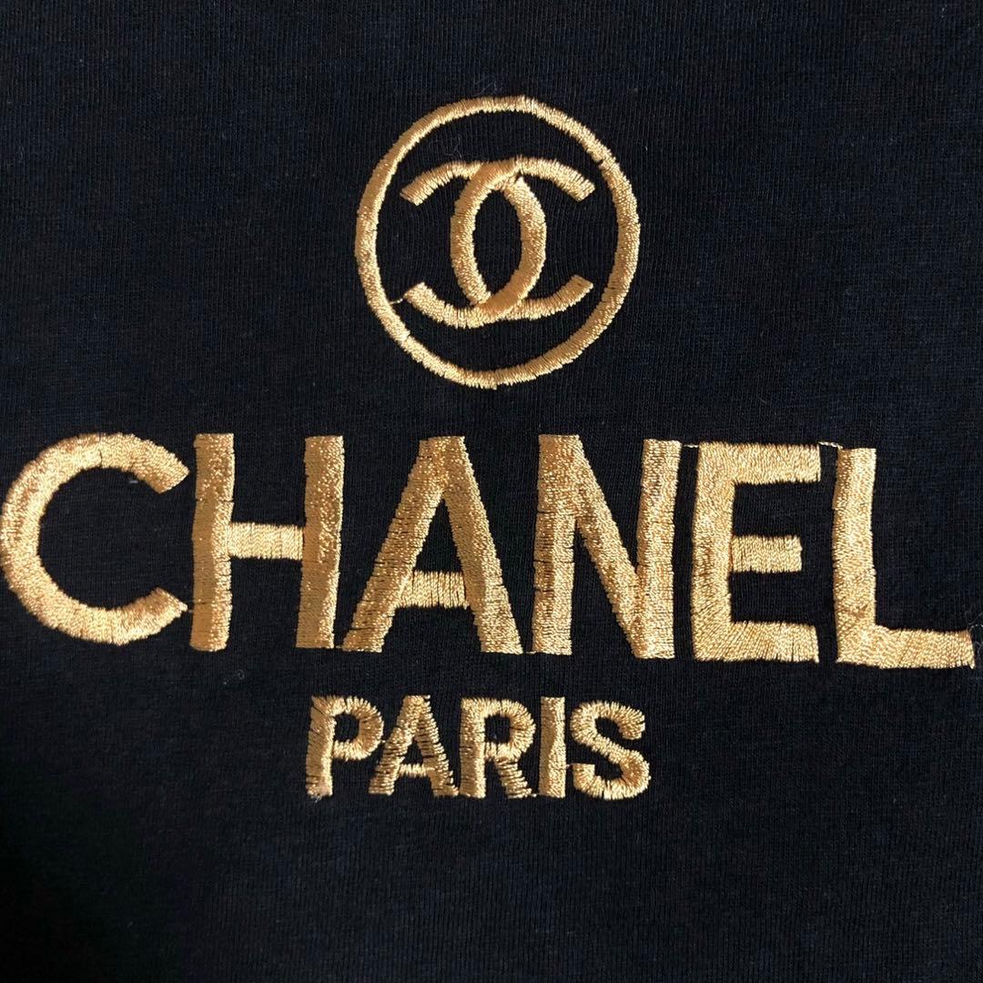 VINTAGE 80s 90s CHANEL シャネル ロゴ 金刺繍 Tシャツ - メルカリ