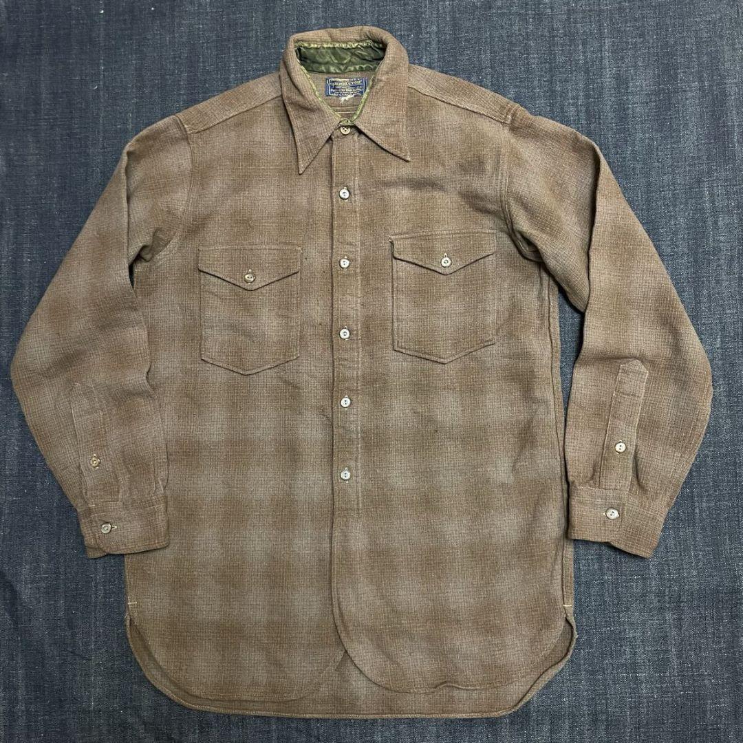 40's Pendleton ペンドルトン ブラウン チェックネルシャツ - メルカリ