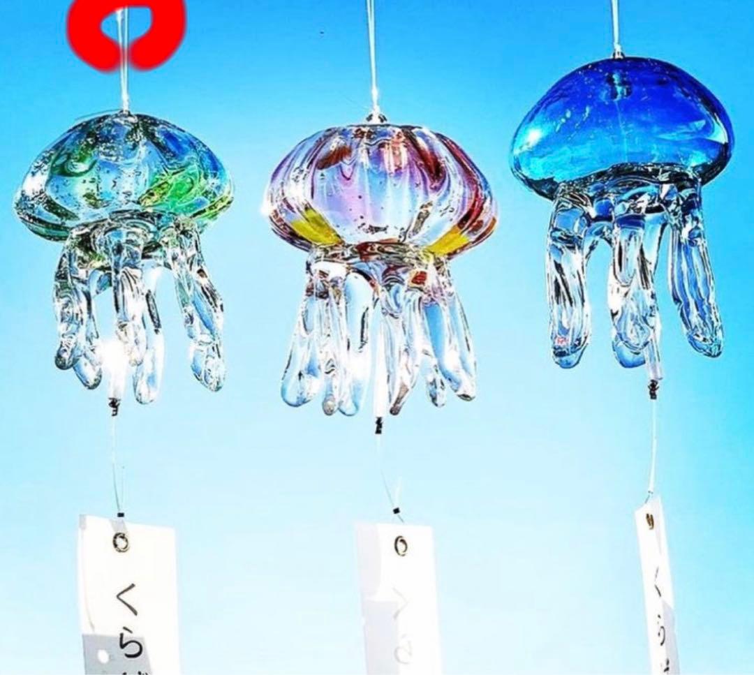 弥彦TAKU GLASS白山神社ガラス風鈴 クラゲ風鈴 海月硝子細工くらげ風鈴