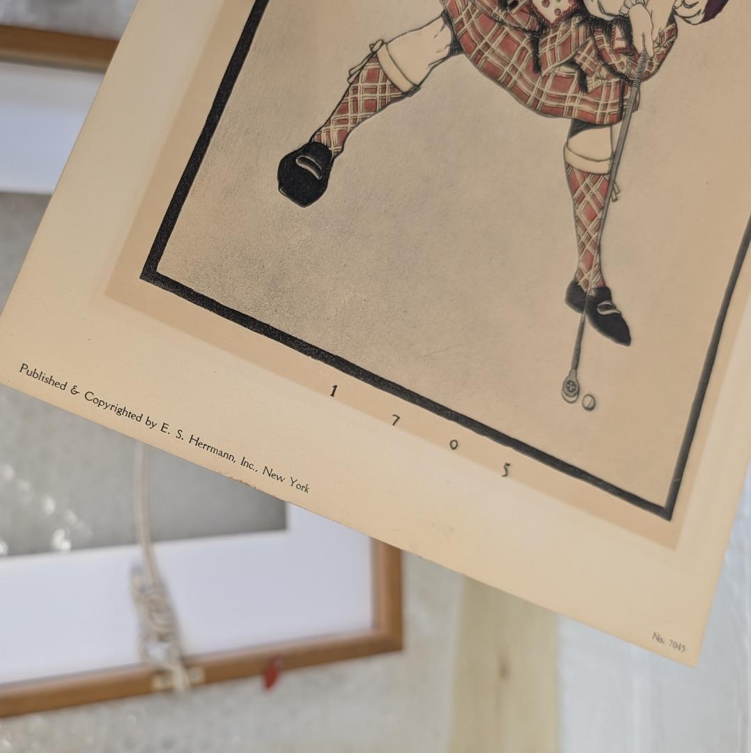 ヴィンテージ 1705 ゴルファー E.S. Herrmann プリント b