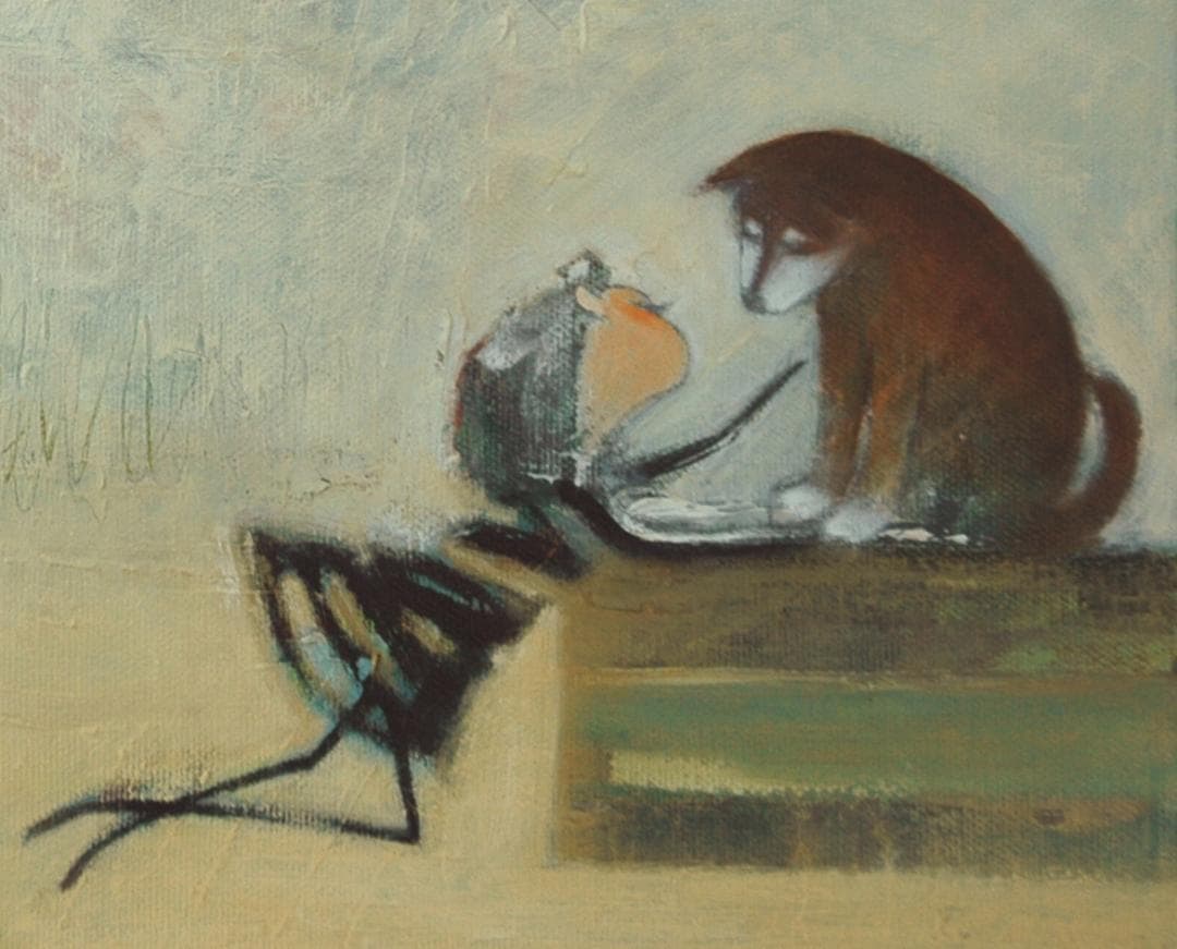 油絵菅家令子 絵 絵画インテリア額付(青緑＋金色の枠)uF6-071619