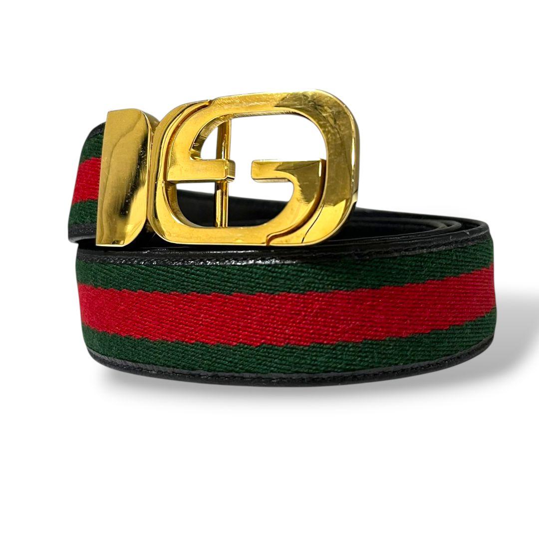 良品　グッチ　GUCCI　ベルト　シェリーライン GUCCI（グッチ） ベルト メンズ シェリーライン グリーン/レッド