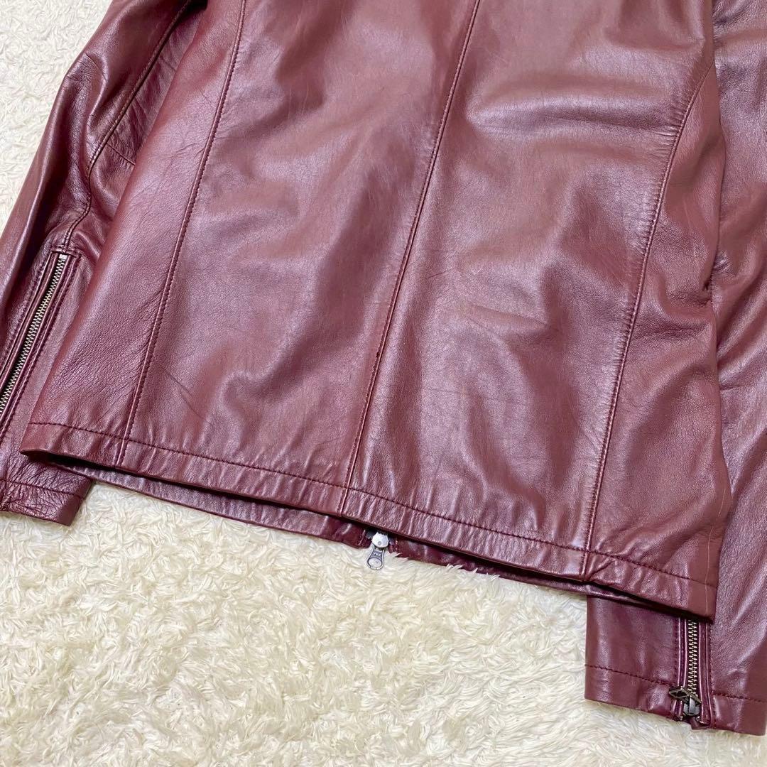 美品✨ メンズビギ ラムレザー シングルライダースジャケット ボルドー