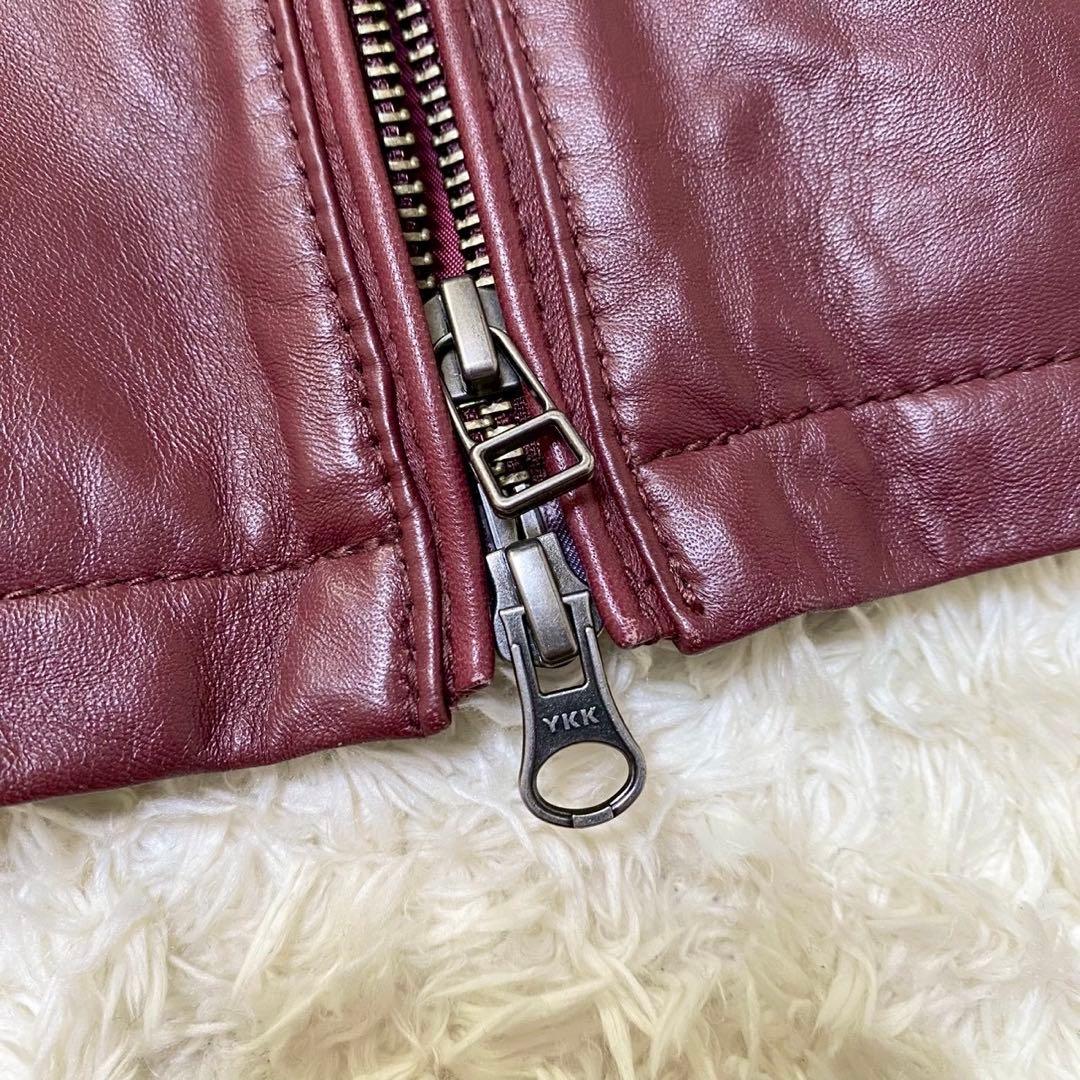 美品✨ メンズビギ ラムレザー シングルライダースジャケット ボルドー