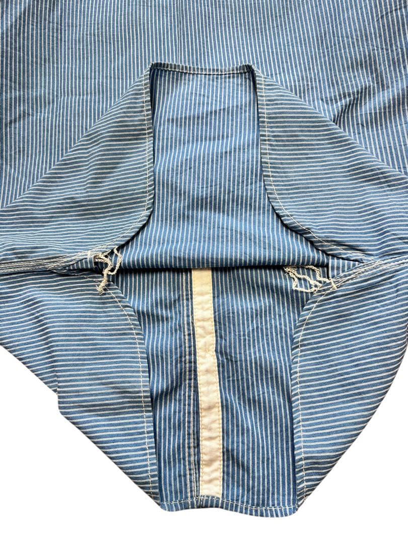 希少！桃太郎ジーンズ 対戦 ヒッコリー ストライプ長袖オープンシャツ