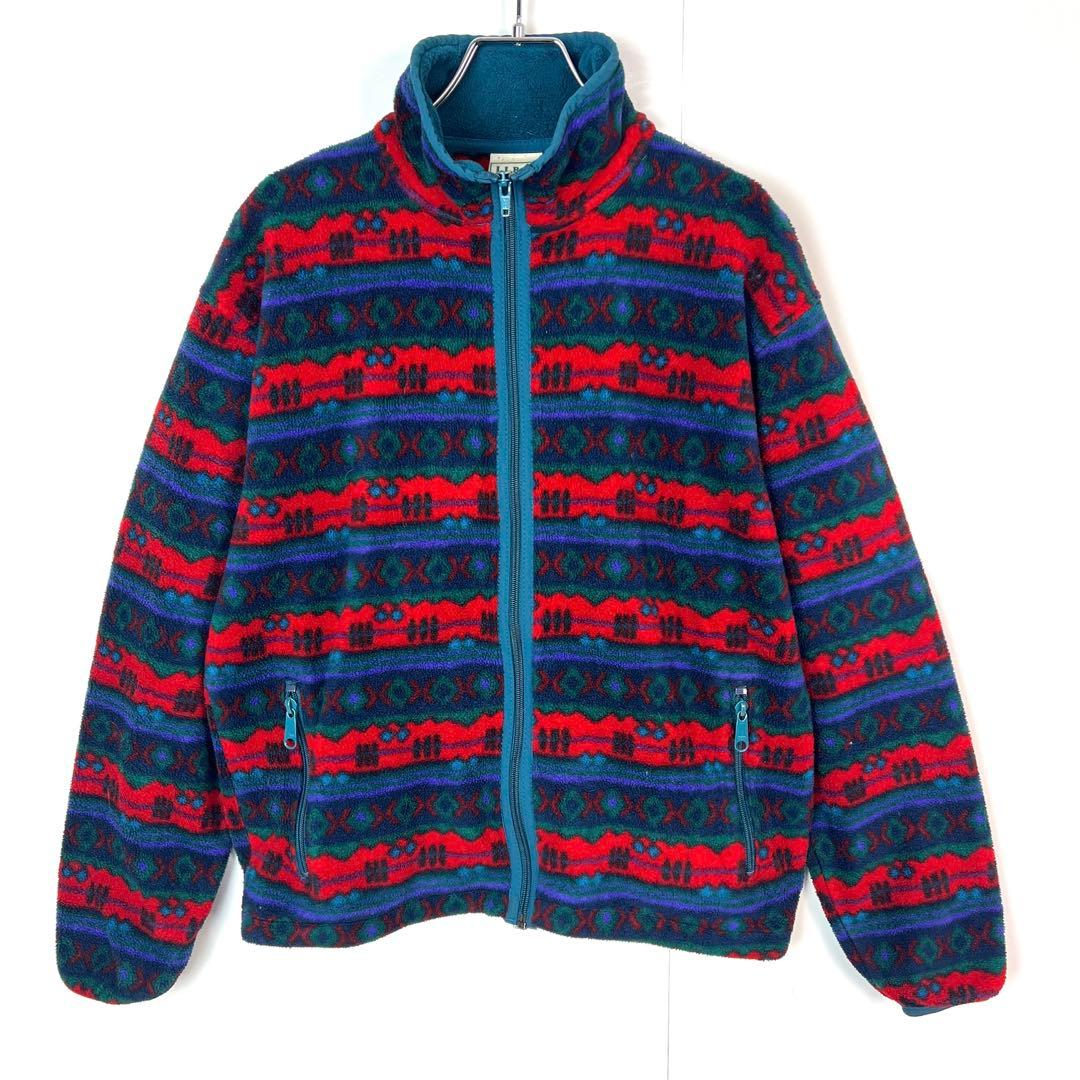 エルエルビーンL.L.Beanフリースジャケット総柄ネイティブ柄ボーダー
