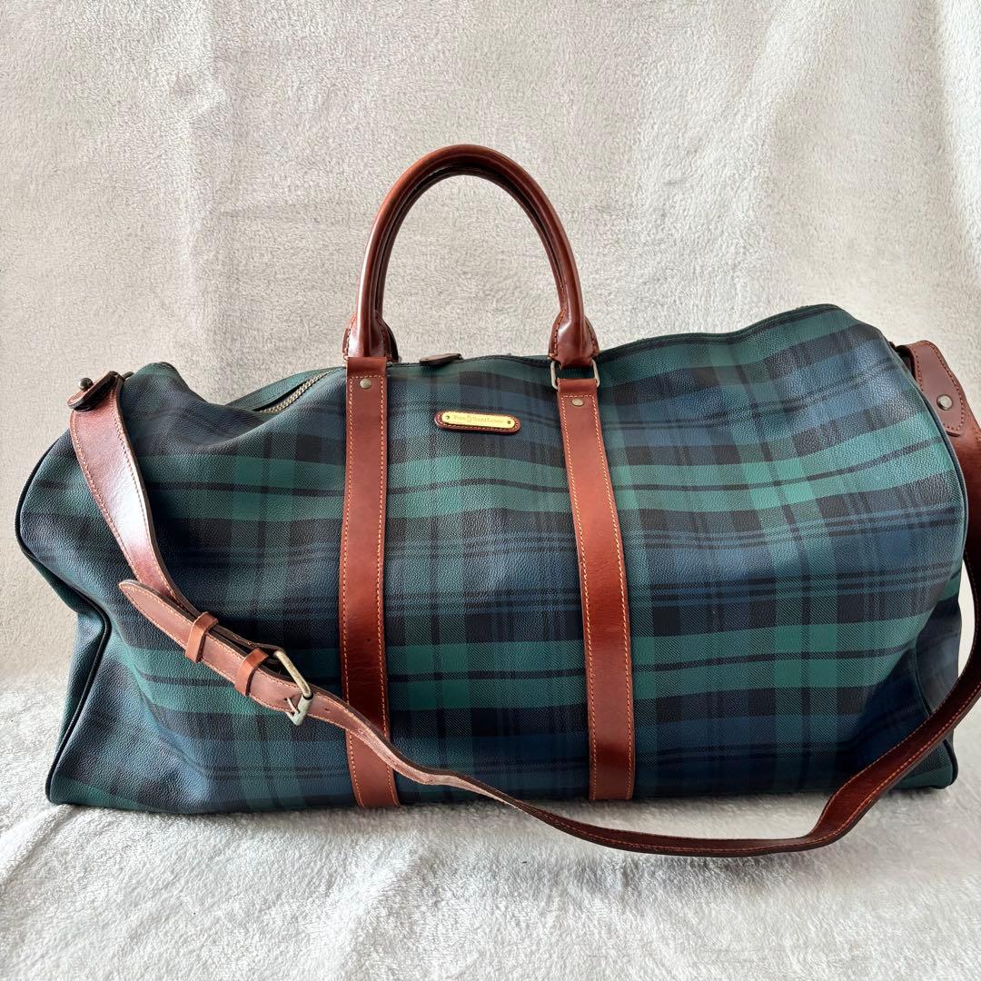 ポロラルフローレン 2WAY PVCレザー ブラックウォッチ ボストンバッグ