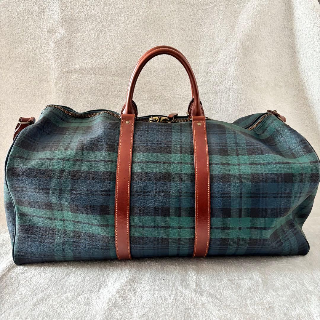 ポロラルフローレン 2WAY PVCレザー ブラックウォッチ ボストンバッグ