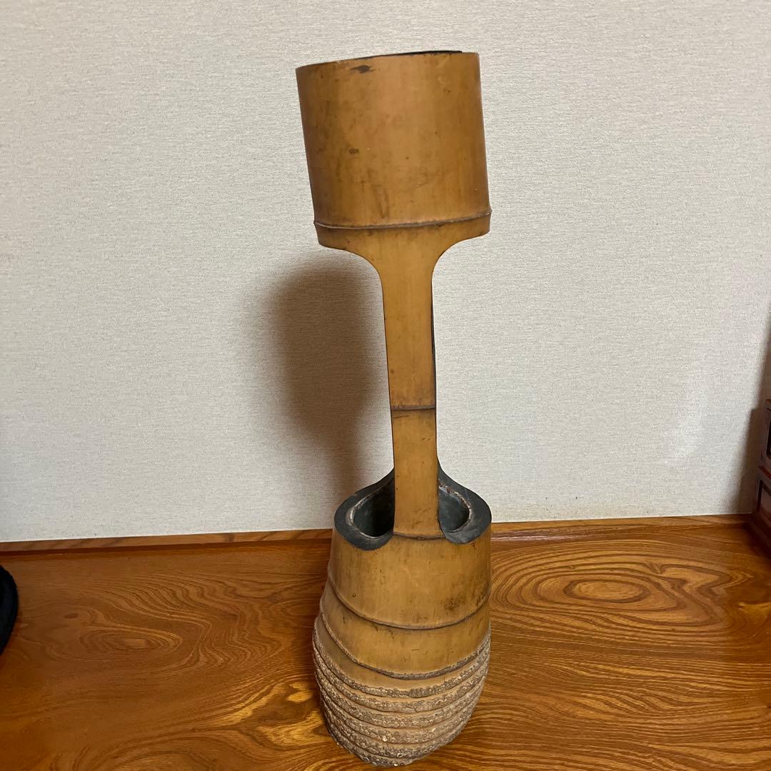 池坊　二重生　生花用花器　天然竹