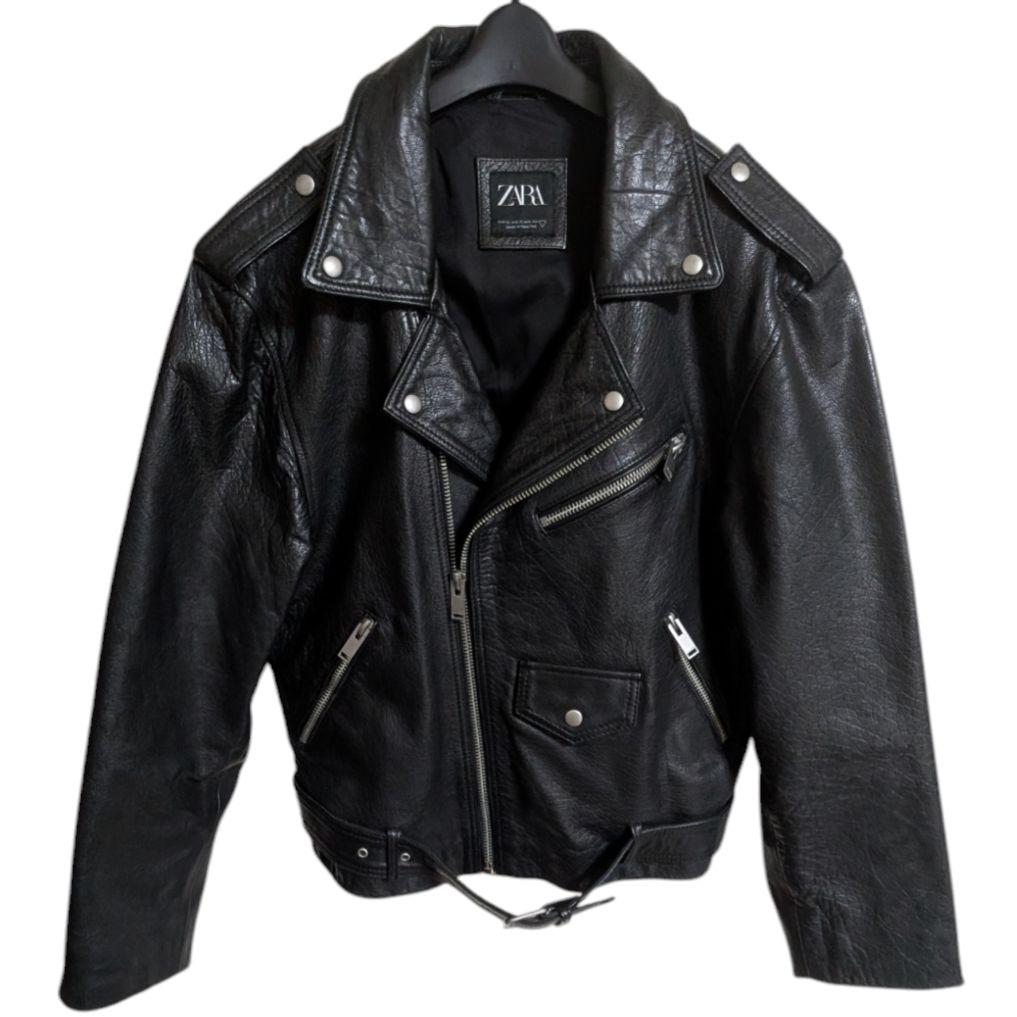 ZARA ザラ 水牛革 シボ革リアルレザー ライダースジャケット XL 大きい
