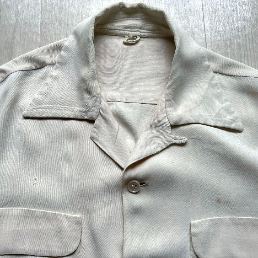 50s レーヨン ギャバ シャツ 白 ヴィンテージ ロカビリー 40s - メルカリ