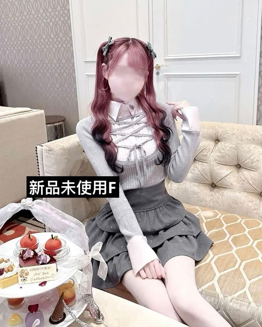 HONEYMEW　レースアップドッキングトップス　ハニーミュウ　グレー お値下げ❗️新品 HONEY MEW ハニーミュウ レースアップドッキング