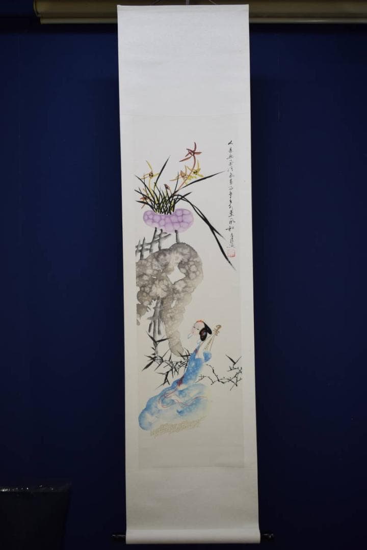 不詳/作者不詳/美人に蘭図/布袋屋掛軸HE-775