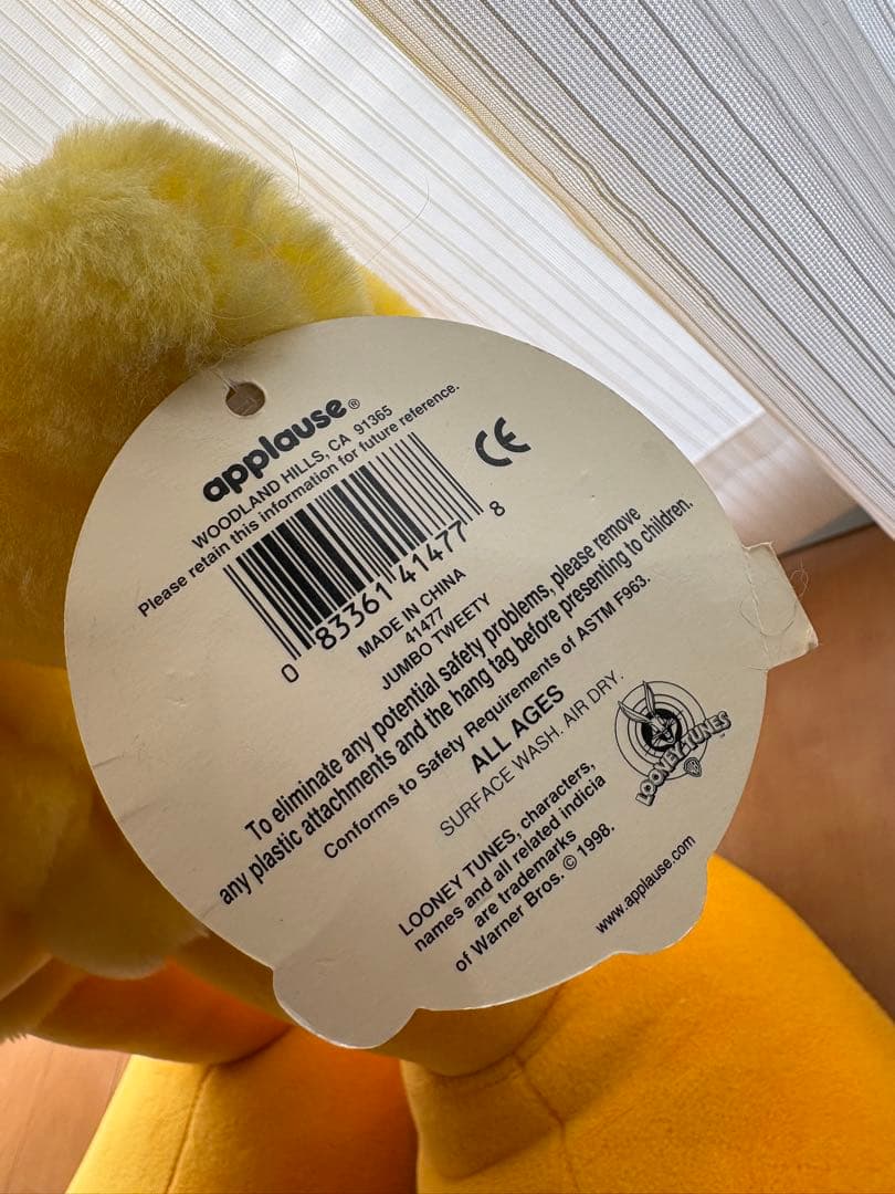 ルーニーテューンズ　ジャンボTWEETY 90センチ ヴィンテージぬいぐるみ