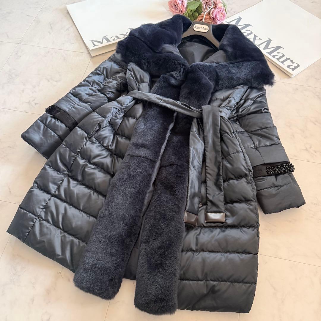 極美品☆マックスマーラ リバーシブル ファーショール ダウンコート