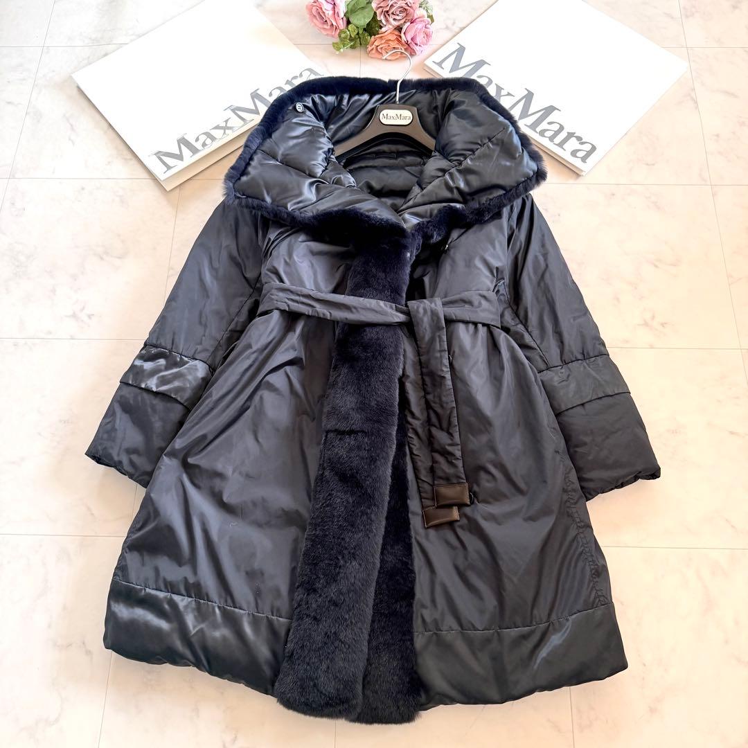 極美品☆マックスマーラ リバーシブル ファーショール ダウンコート