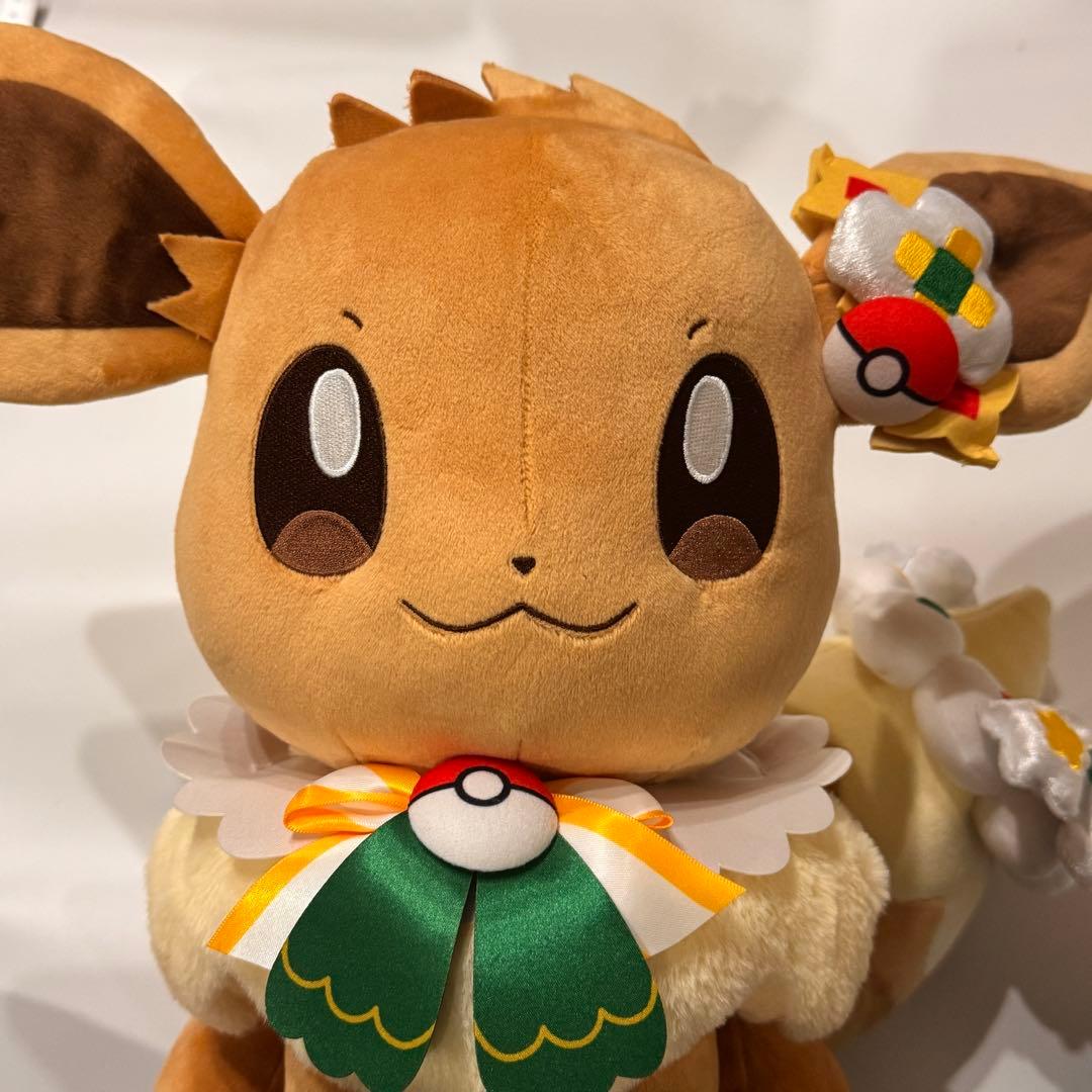 ポケパークカントー 限定 特大 イーブイ ぬいぐるみ 花飾り付き