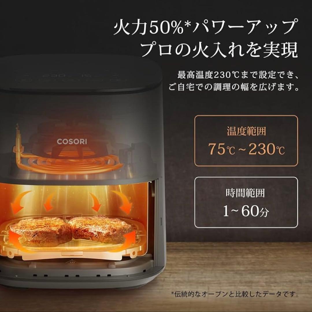 COSORI ノンフライヤー 4.7L 大容量 家庭用 電気最高温230℃