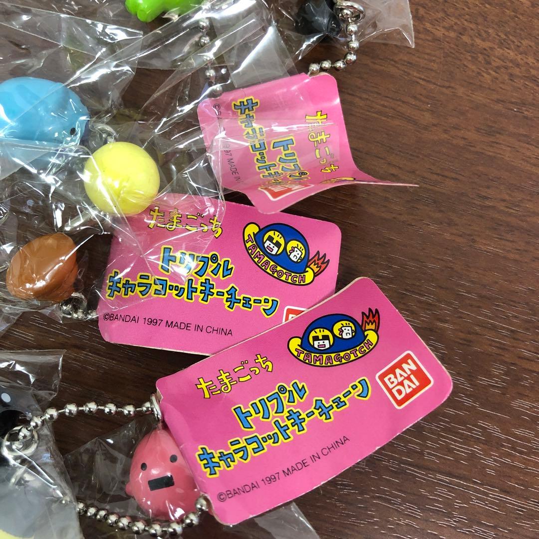 ➀レア 当時物 たまごっち 初代 トリプルキャラコットキーチェーン
