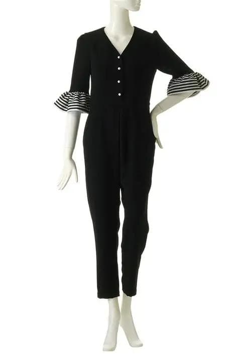 極美品★ボーダーズアットバルコニー ジャンプスーツ 36 美品☆ ボーダーズアットバルコニー オールインワン ジャンプスーツ