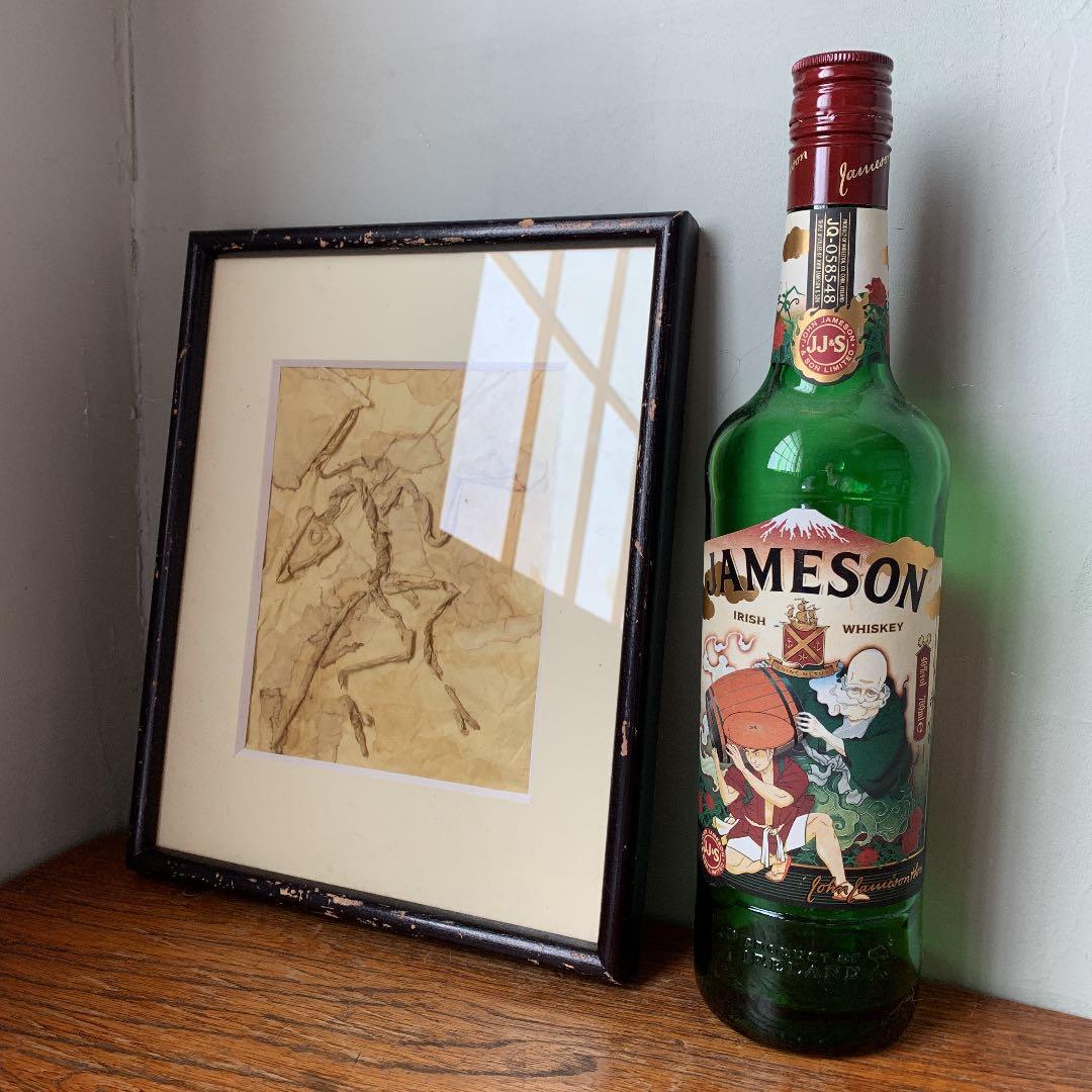 私の作った ちぎり絵 始祖鳥の化石 木製ビンテージフレーム付き ジュラ紀