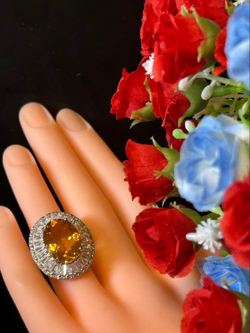 c*e様 天然石シトリン10.00ctサイズ限定9号リング K10天然石チェーンリング シトリン – sowi