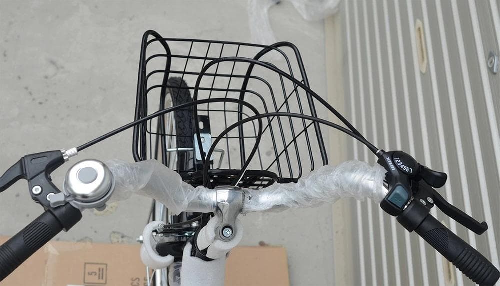 折りたたみ自転車 6段変速26インチ ミニベロ ママチャリカゴ付