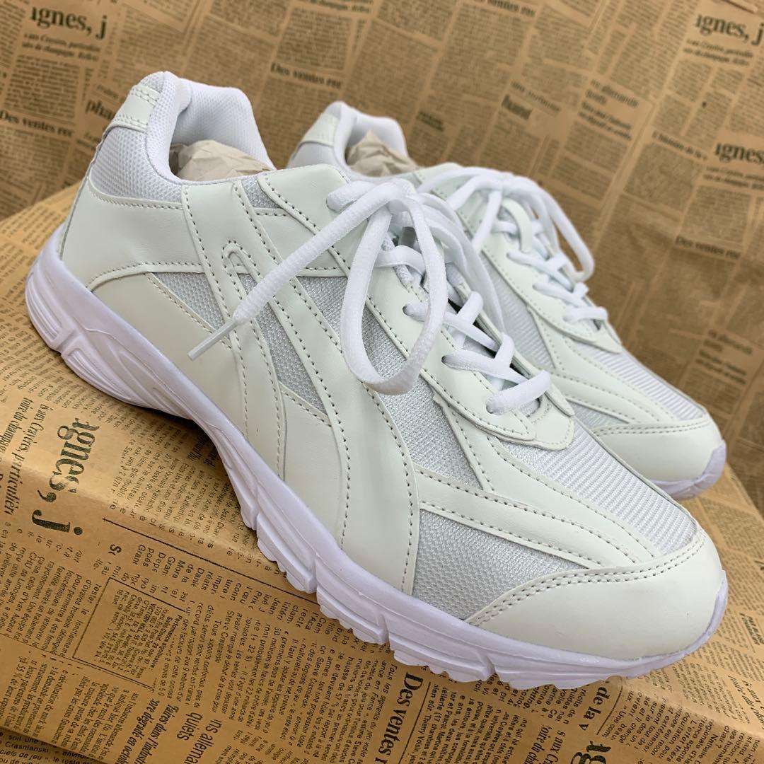 新品☆メンズ☆26.5cm☆屈曲 軽量オールホワイトスニーカー 白 1388