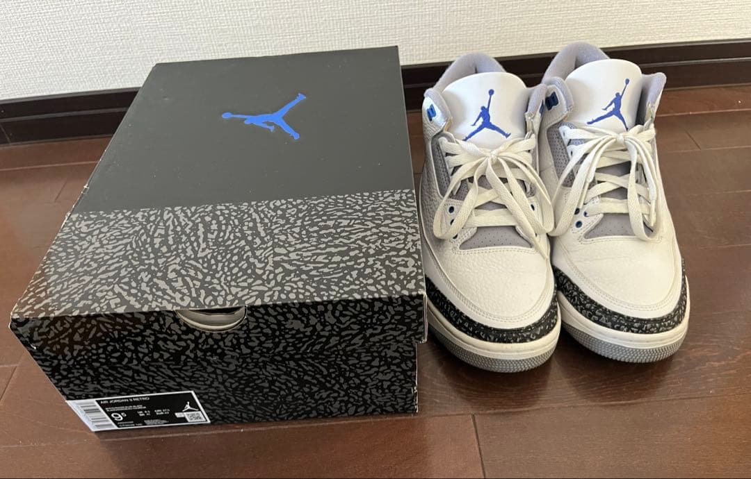 銀　Air Jordan 3 レトロ　27.5cm 美品