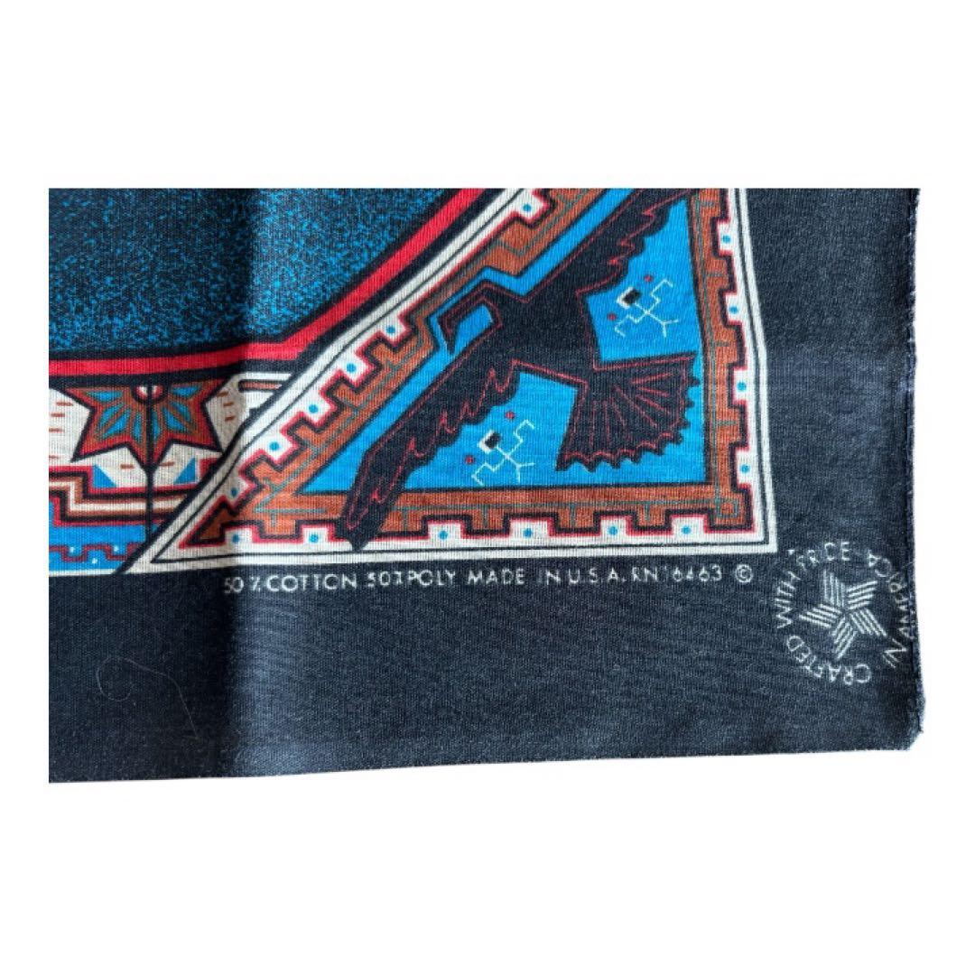 80s 90s USA製 ホース柄 ネイティブ調 バンダナ - メルカリ