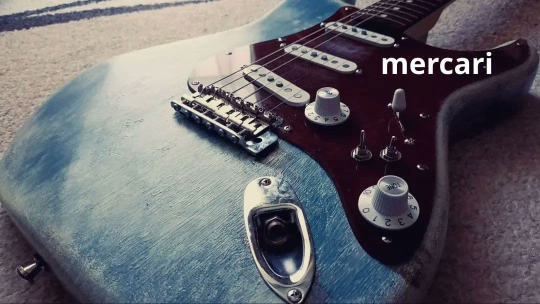 自作 ストラトキャスター Dust Blue コンポーネント 木製PG レリック