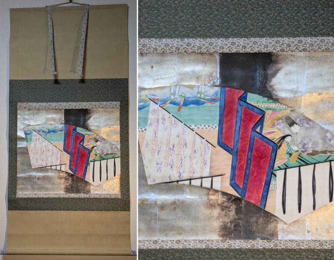 【真作】掛軸　源氏物語図　雅の美　古美術　雅やかな王朝美人画　U10 プレビュー】「平安文学、いとをかし」静嘉堂@丸の内で11月16日から