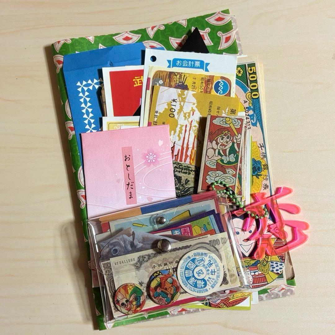 ポーチ入り 昭和レトロ ジャンクジャーナル ラベル コラージュ 当時物