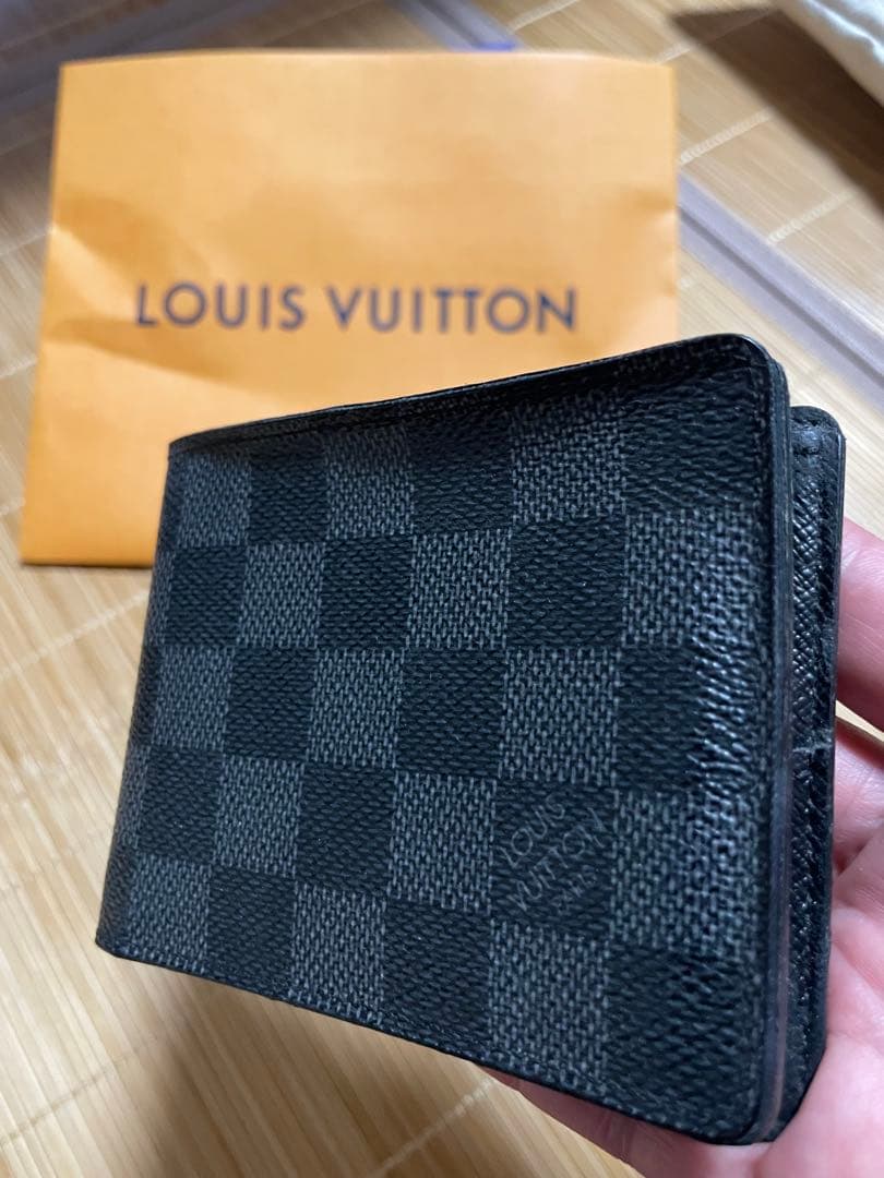LOVE♡様専用】 LOUIS VUITTON ダミエ ブラック 二つ折り財布 - メルカリ