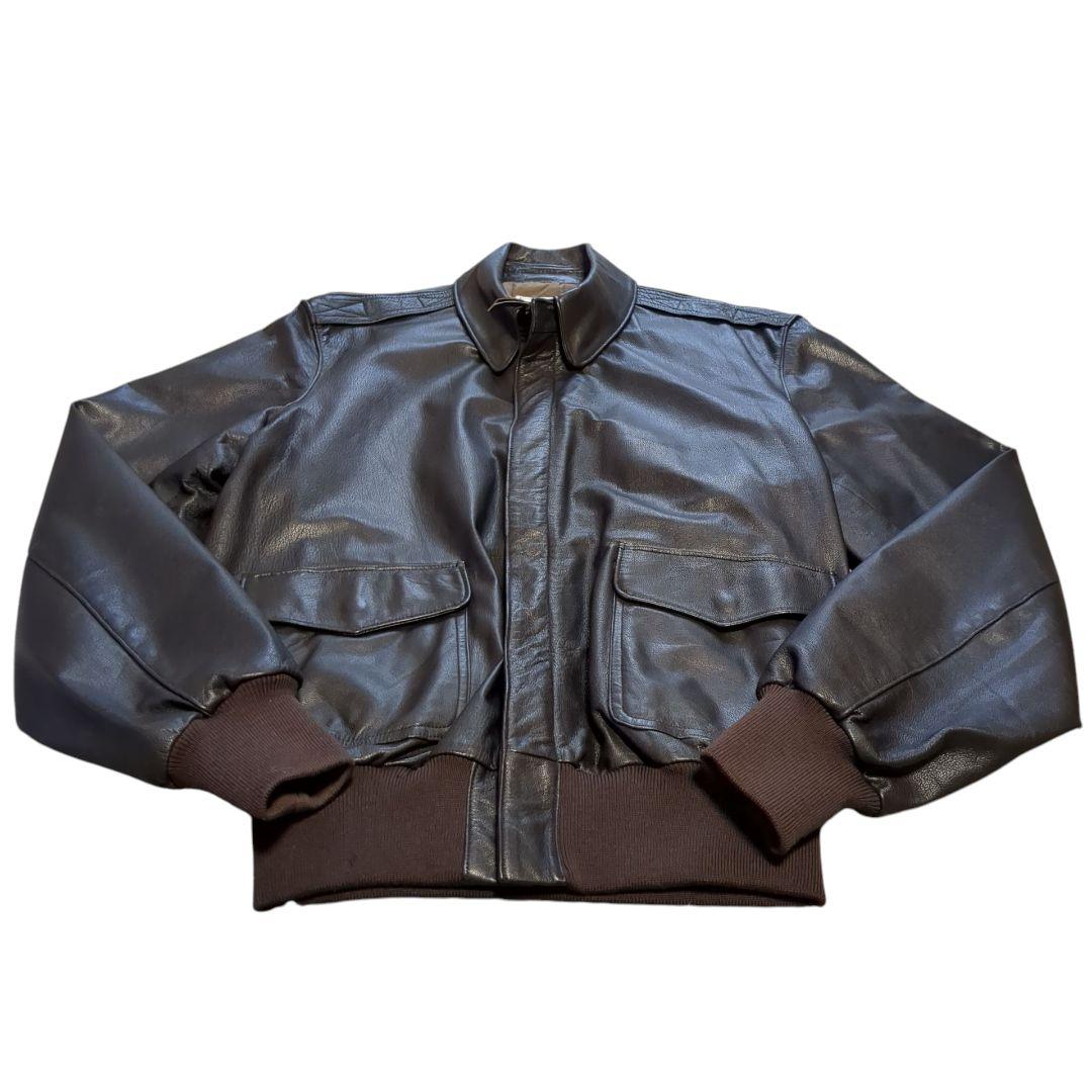 美品 USA製 L.L.Bean A-2タイプ レザージャケット ブラック XL